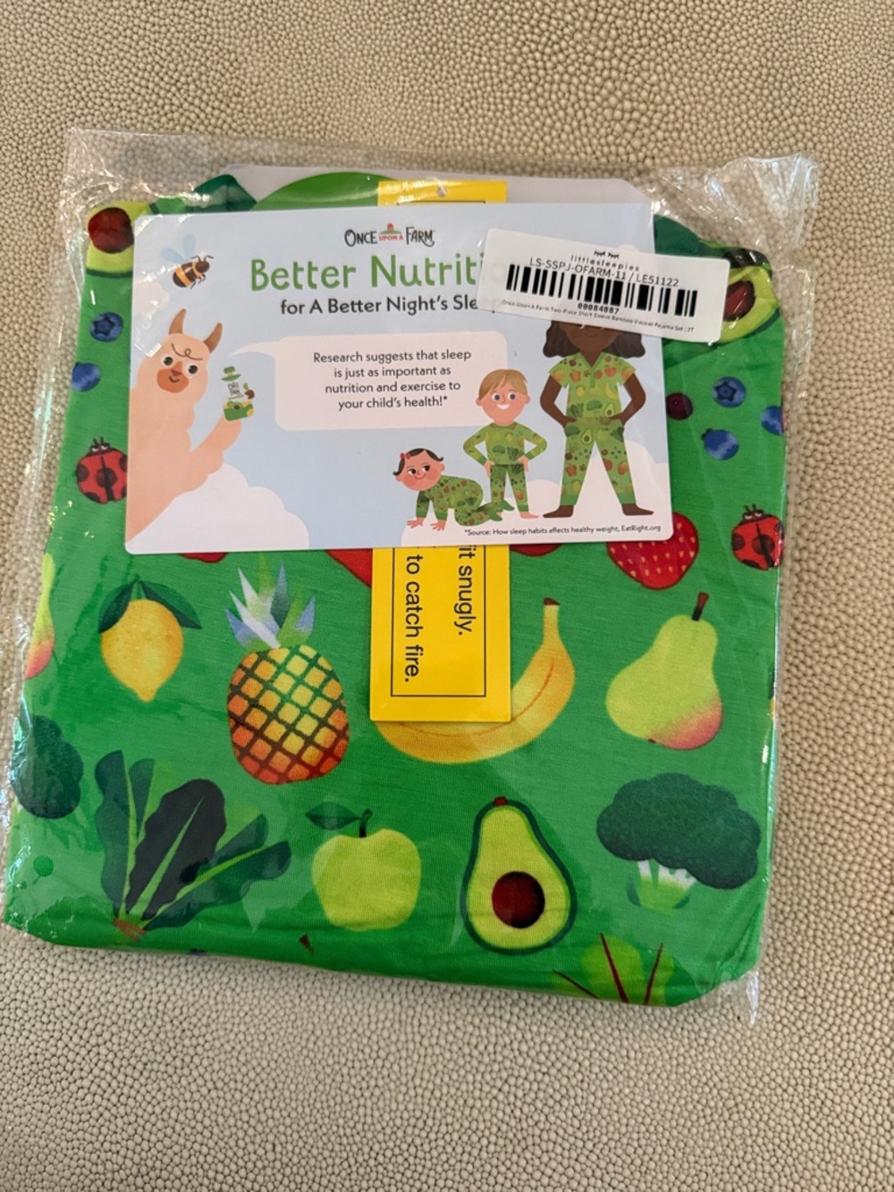 Little Sleepies once upon a farm two piece short sleeve pajama set 2t